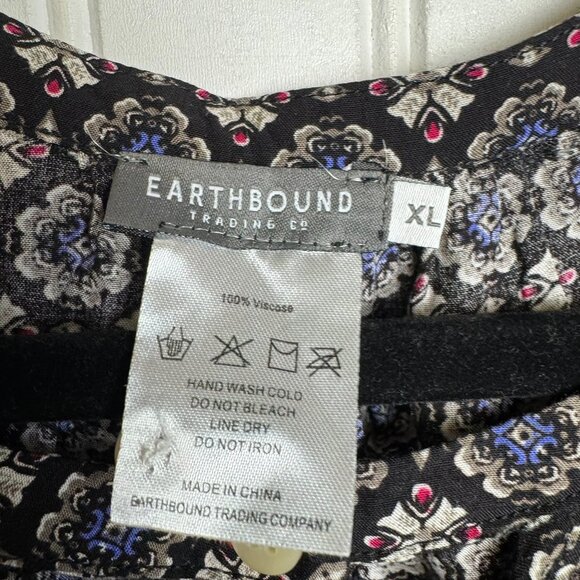 Earthbound Trading Co black keyhole lightweight tunic/short dress size XL F38 - Picture 2 of 3